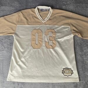 212 NYC Mens XL Football Jersey Cream Tan 03 Mesh Streetwear 2003 V-Neck